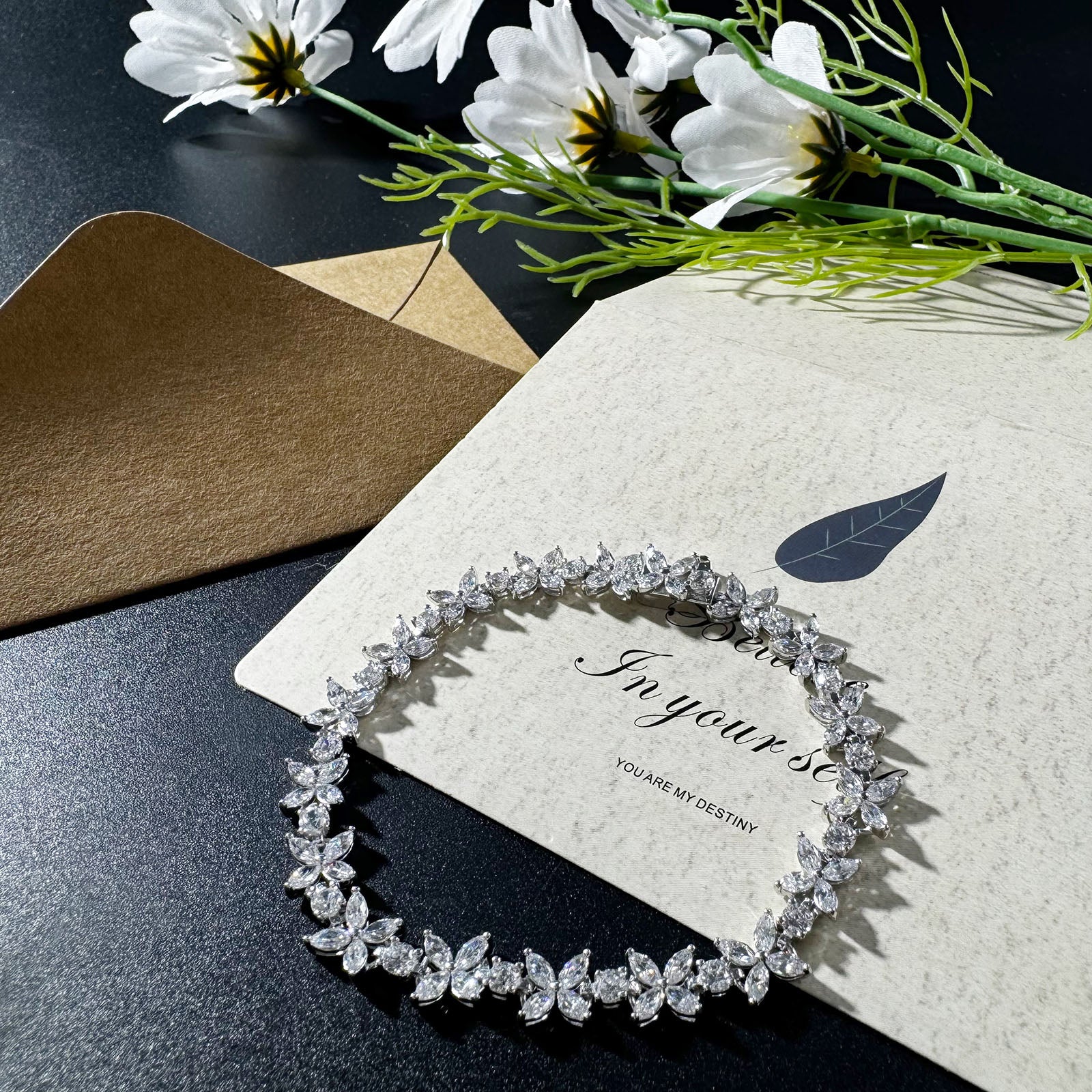 AuraBelle 925 Silver Four-Leaf Flower Bracelet
