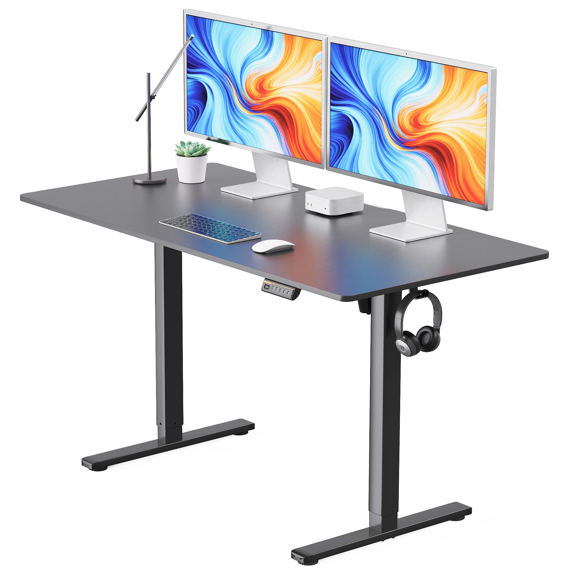 Gamork Electric Height Adjustable Standing Desk, 27.6 Inch Depth, 3-Speed Height Memory with Custom Height Setting, Built-in Child Lock, Ideal for Home, Office, Computer Workstation & Gaming Use
