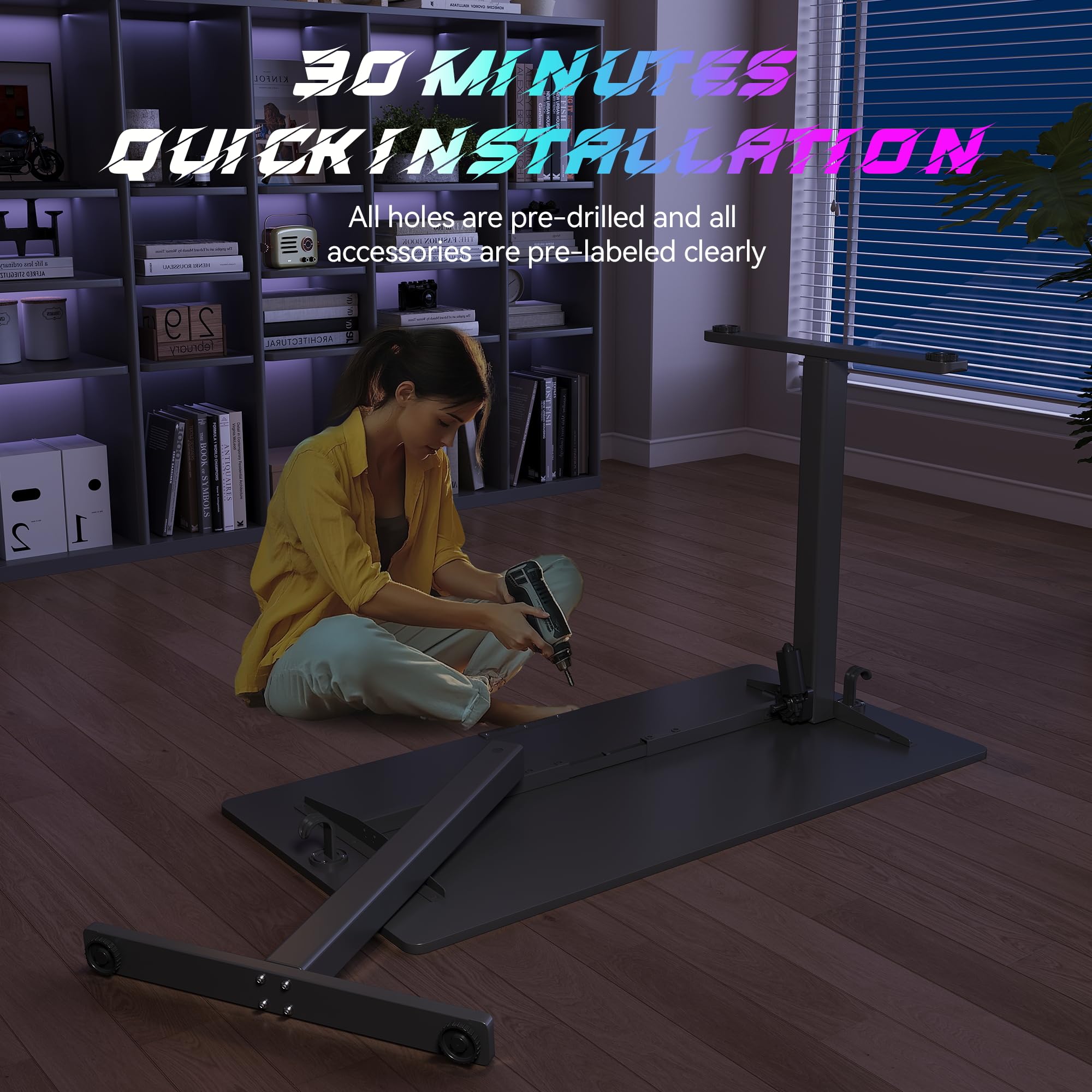Gamork Ergonomic Electric Standing Desk (40"/48"/55") | 3-Height Memory & Quiet Motor, Child Safety Lock & Sleek Gaming Design