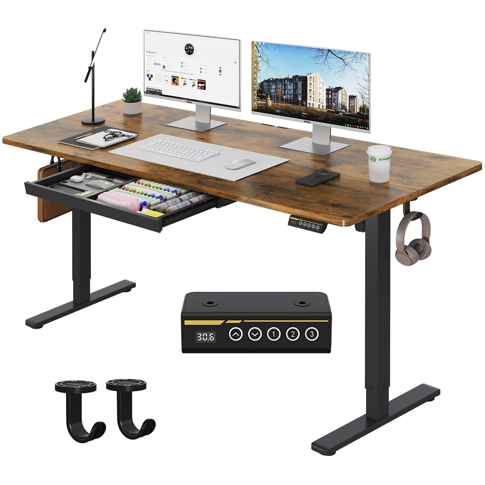 Gamork Electric Standing Desk with Drawers Storage,Stable office desk With 3 height memory settings,48"x24" | 55"x24" Gaming Desks Ergonomically Designed for Home Office Gaming and Video Editing,Electronic game table