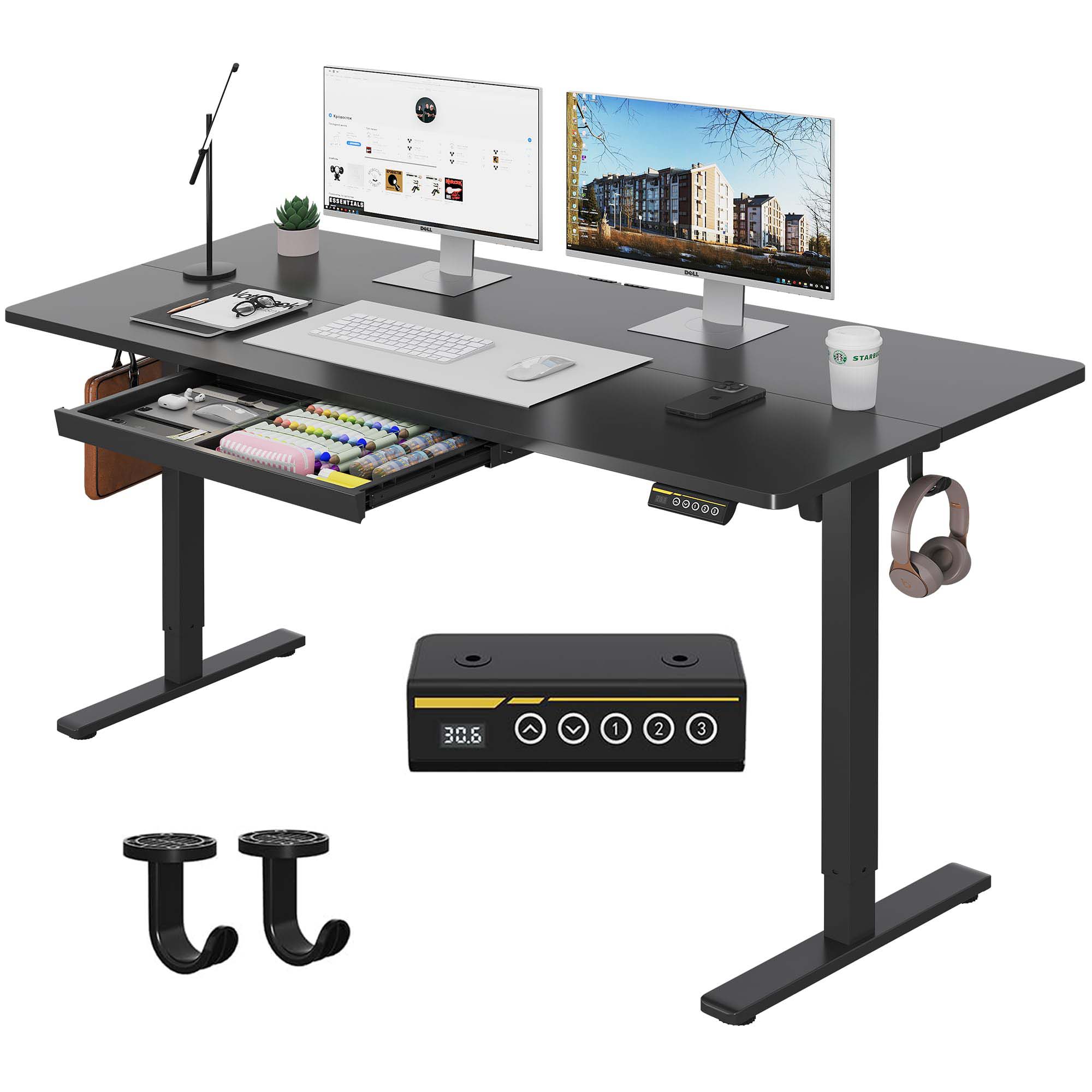 Gamork Electric Standing Desk with Drawers Storage,Stable office desk With 3 height memory settings,48"x24" | 55"x24" Gaming Desks Ergonomically Designed for Home Office Gaming and Video Editing,Electronic game table