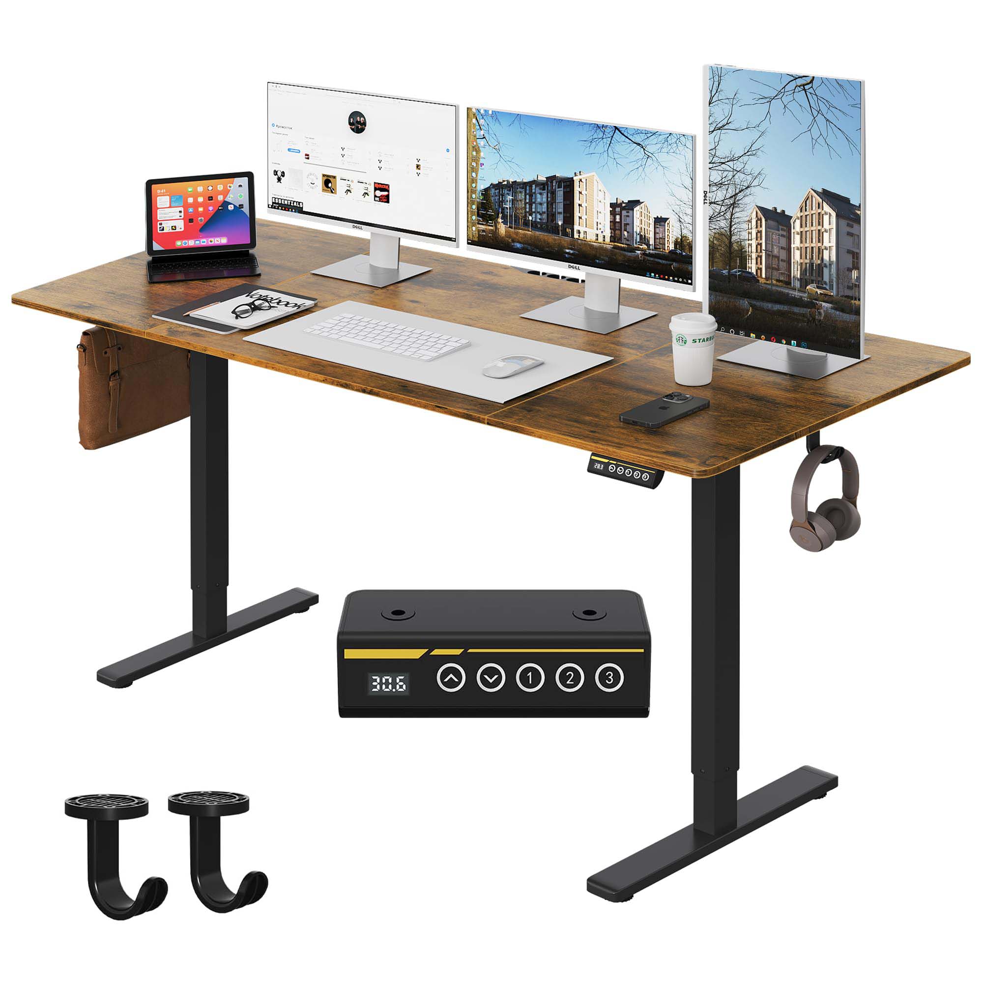 [Gamork] Large Electric Standing Desk 63"×28"，Spacious work surface， Deep Ergonomic Sit Stand Desk for Home Office Work Computer Desk Workstation ,Gaming desks,Electronic game table