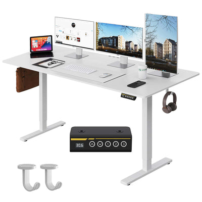 [Gamork] Large Electric Standing Desk 63"×28"，Spacious work surface， Deep Ergonomic Sit Stand Desk for Home Office Work Computer Desk Workstation ,Gaming desks,Electronic game table