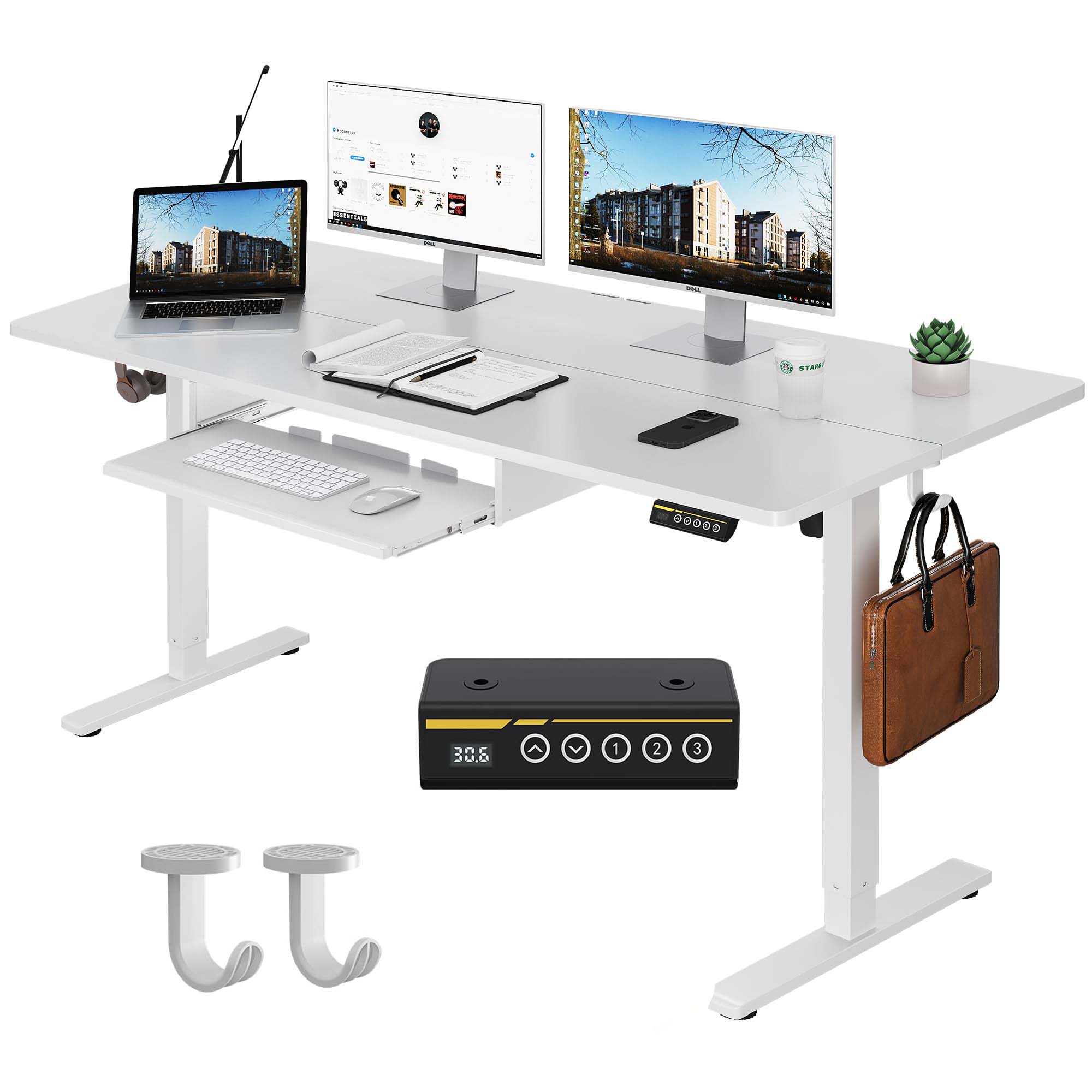 [Gamork] Electric height-adjustable desk with keyboard tray, 48"×24", ergonomic design, suitable for home or offices, standing  desk,computer desks, workstations, gaming desks, and Electronic game table.